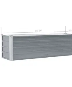vidaXL Garden Planter Galvanised Steel 160x40x45 cm Grey