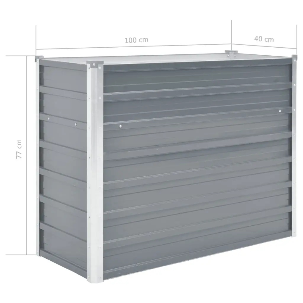 vidaXL Garden Planter Galvanised Steel 100x40x77 cm Grey