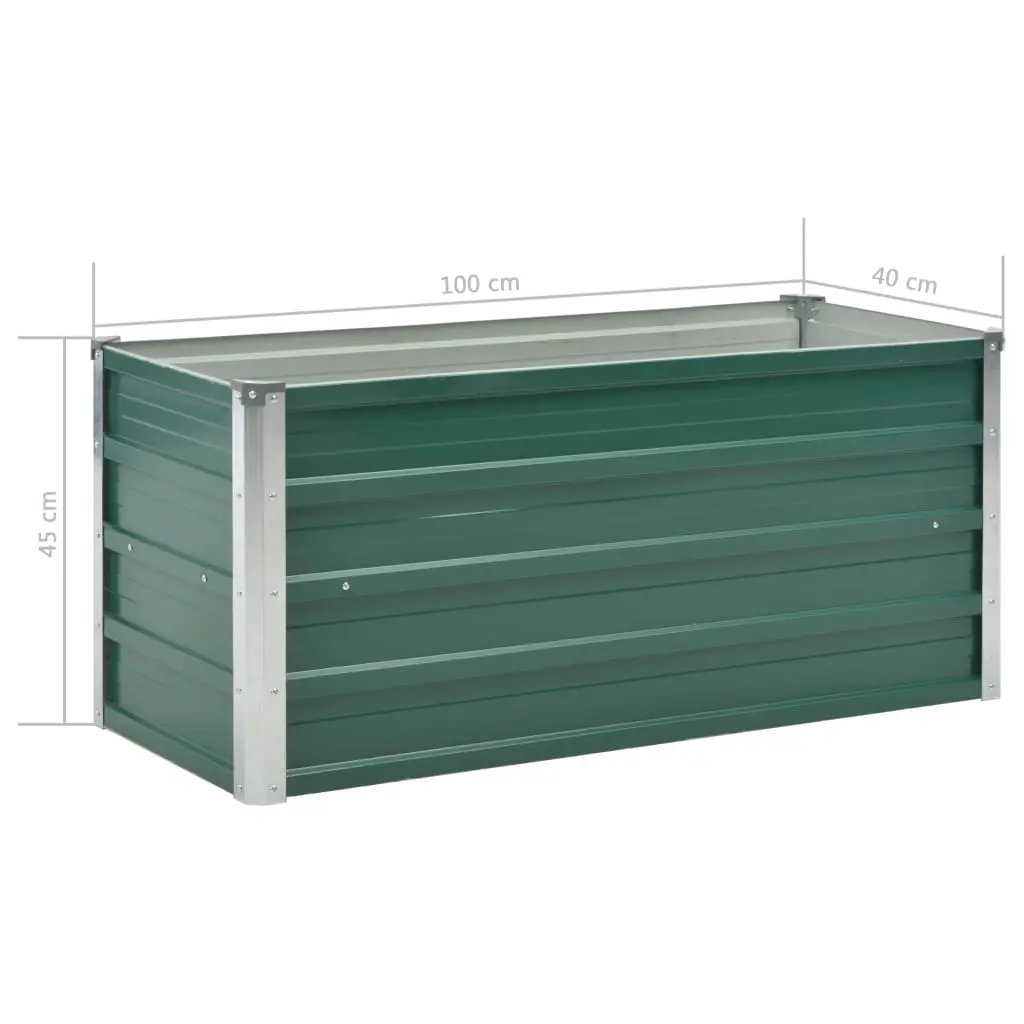 vidaXL Garden Planter Galvanised Steel 100x40x45 cm Green