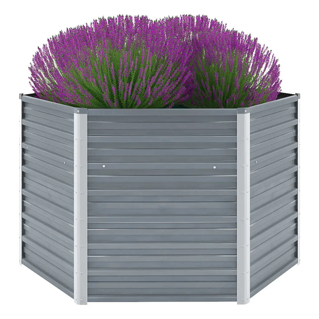 vidaXL Garden Planter Galvanised Steel 129x129x77 cm Grey
