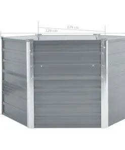 vidaXL Garden Planter Galvanised Steel 129x129x77 cm Grey