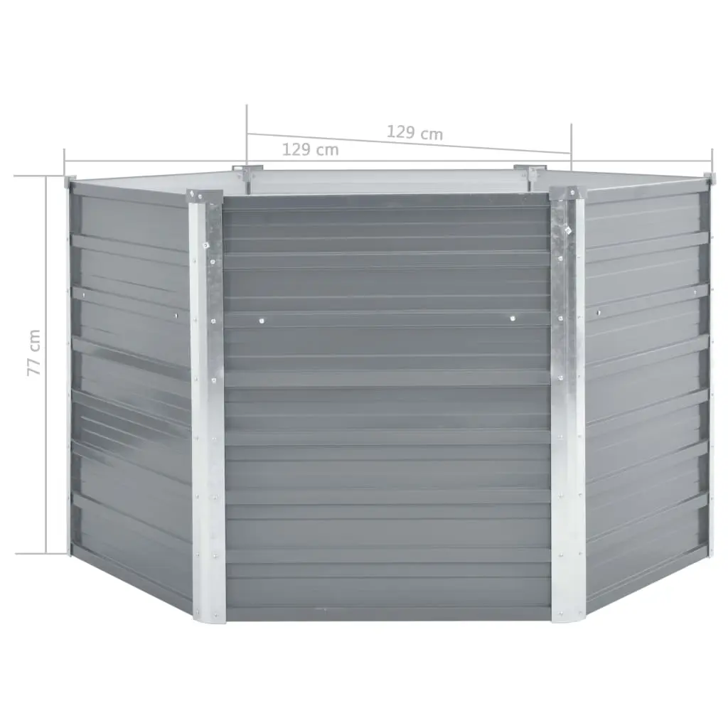vidaXL Garden Planter Galvanised Steel 129x129x77 cm Grey