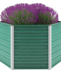 vidaXL Garden Planter Galvanised Steel 129x129x77 cm Green