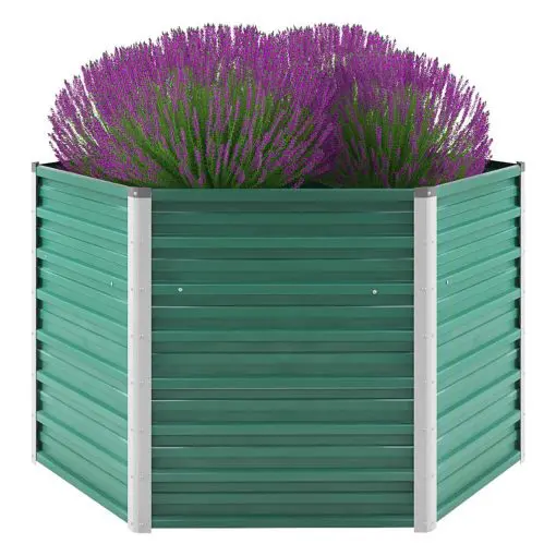 vidaXL Garden Planter Galvanised Steel 129x129x77 cm Green