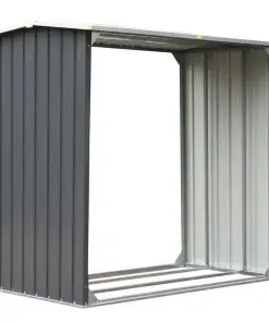vidaXL Garden Log Storage Shed Galvanised Steel 172x91x154 cm Grey