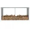 vidaXL Garden Log Storage Shed Galvanised Steel 330x92x153 cm Grey