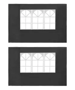 vidaXL Party Tent Sidewall 2 pcs with Window PE Anthracite