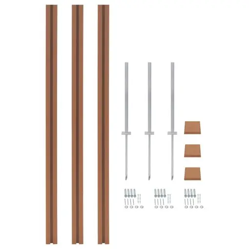 vidaXL Fence Posts 3 pcs WPC 185 cm