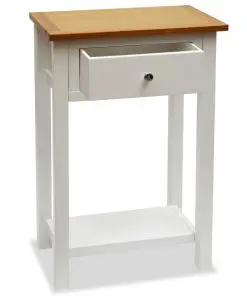 vidaXL End Table 50x32x75 cm Solid Oak Wood