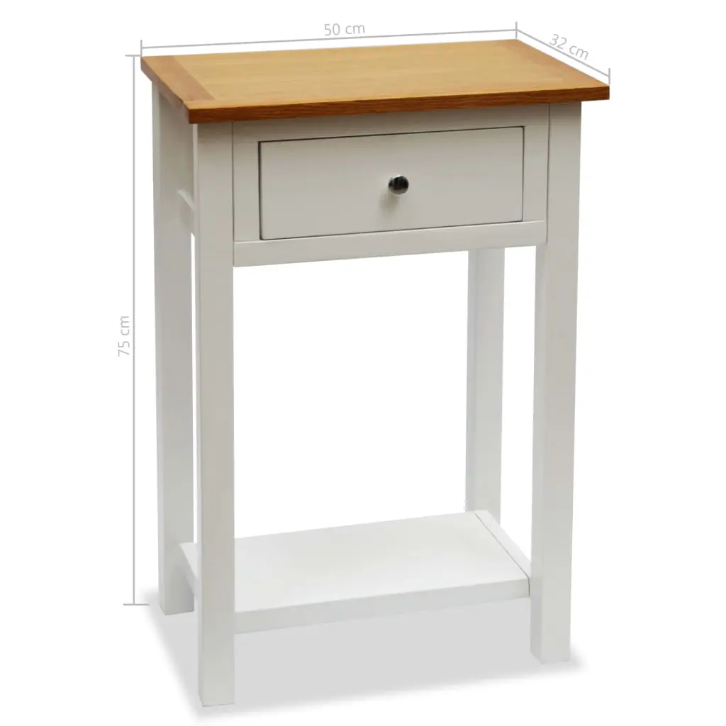 vidaXL End Table 50x32x75 cm Solid Oak Wood
