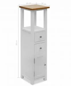 vidaXL Tall Chest of Drawers 26x26x94 cm Solid Oak Wood