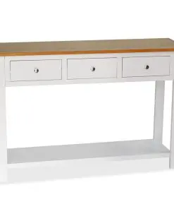 vidaXL Console Table 118x35x77 cm Solid Oak Wood