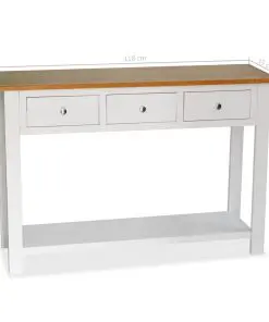 vidaXL Console Table 118x35x77 cm Solid Oak Wood