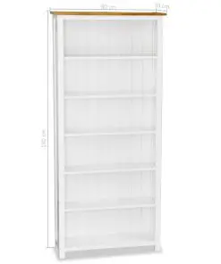 vidaXL 6-Tier Bookcase 80x30x180 cm Solid Oak Wood