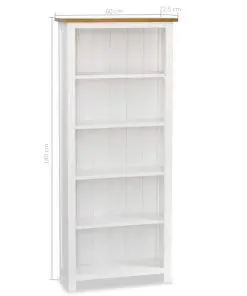 vidaXL 5-Tier Bookcase 60×22.5×140 cm Solid Oak Wood