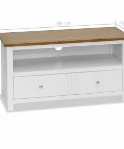 vidaXL TV Cabinet 90x35x48 cm Solid Oak Wood