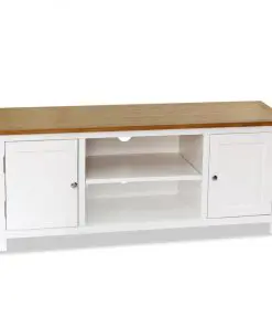 vidaXL TV Cabinet 120x35x48 cm Solid Oak Wood