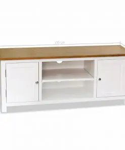 vidaXL TV Cabinet 120x35x48 cm Solid Oak Wood