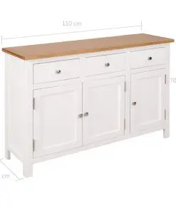 vidaXL Sideboard 110×33.5×70 cm Solid Oak Wood