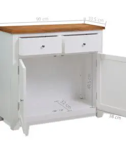 vidaXL Sideboard 90×33.5×83 cm Solid Oak Wood