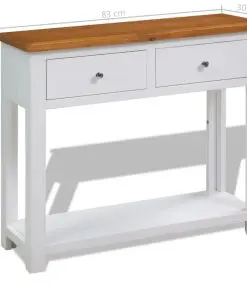 vidaXL Console Table 83x30x73 cm Solid Oak Wood
