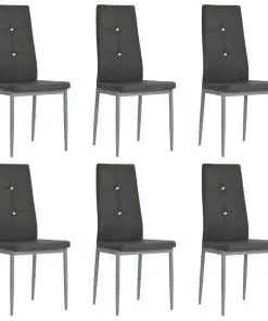 vidaXL Dining Chairs 6 pcs Grey Faux Leather