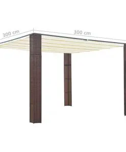 vidaXL Gazebo with Roof Poly Rattan 300x300x200 cm Brown and Cream