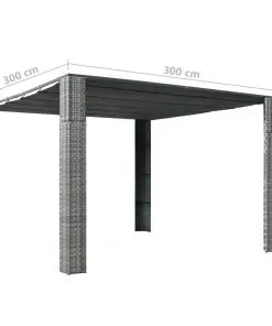 vidaXL Gazebo with Roof Poly Rattan 300x300x200 cm Grey and Anthracite