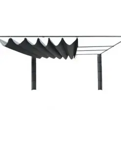 vidaXL Gazebo with Sliding Roof Poly Rattan 400x400x200 cm Grey and Anthracite