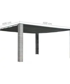 vidaXL Gazebo with Sliding Roof Poly Rattan 400x400x200 cm Grey and Anthracite