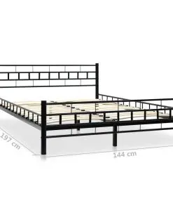 vidaXL Bed Frame Black Metal 137×187 cm