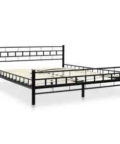 vidaXL Bed Frame Black Metal 153×203 cm