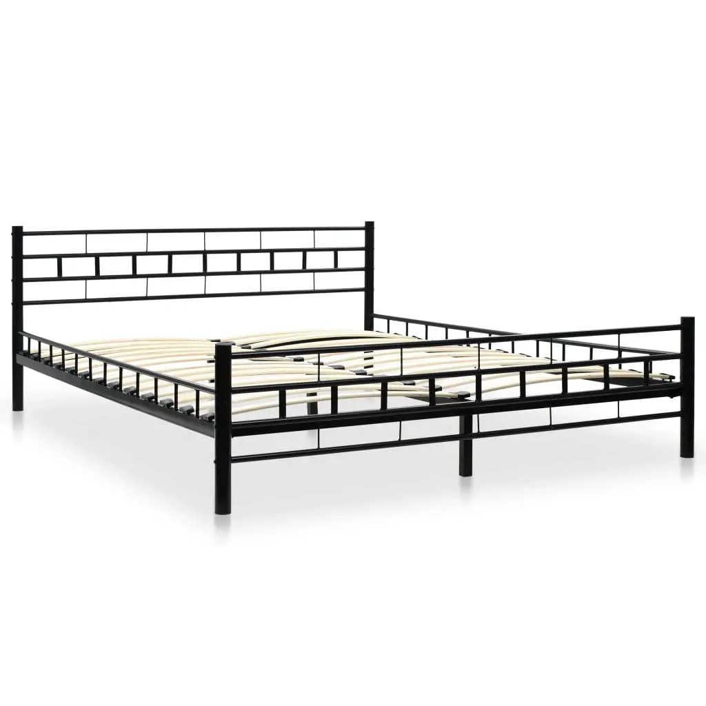 vidaXL Bed Frame Black Metal 153×203 cm