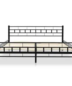 vidaXL Bed Frame Black Metal 153×203 cm