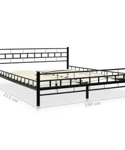 vidaXL Bed Frame Black Metal 153×203 cm