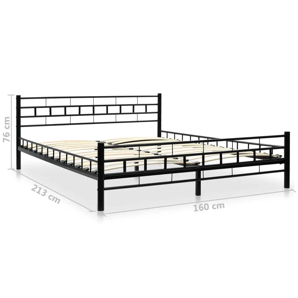 vidaXL Bed Frame Black Metal 153×203 cm