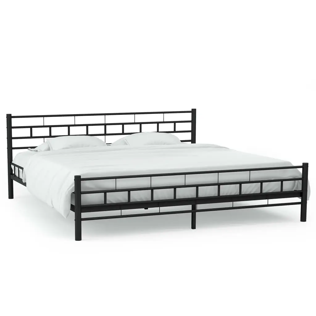 vidaXL Bed Frame Black Metal 153×203 cm