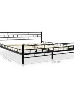 vidaXL Bed Frame Black Metal 183×203 cm