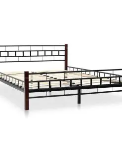vidaXL Bed Frame Black Metal 137×187 cm