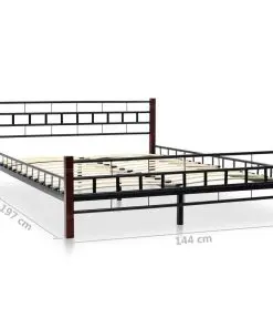 vidaXL Bed Frame Black Metal 137×187 cm