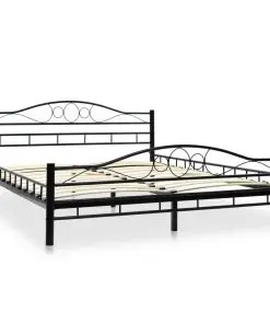 vidaXL Bed Frame Black Metal 153×203 cm