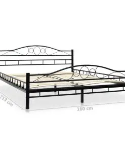 vidaXL Bed Frame Black Metal 153×203 cm