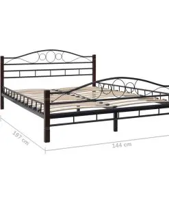 vidaXL Bed Frame Black Metal 137×187 cm
