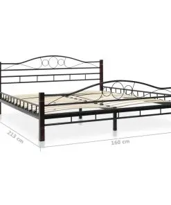 vidaXL Bed Frame Black Metal 153×203 cm