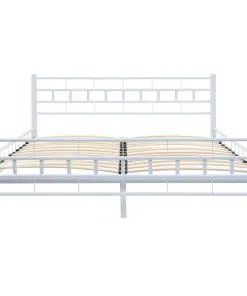 vidaXL Bed Frame White Metal 137×187 cm