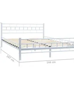 vidaXL Bed Frame White Metal 137×187 cm