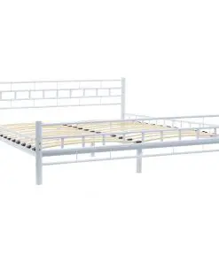 vidaXL Bed Frame White Metal 153×203 cm