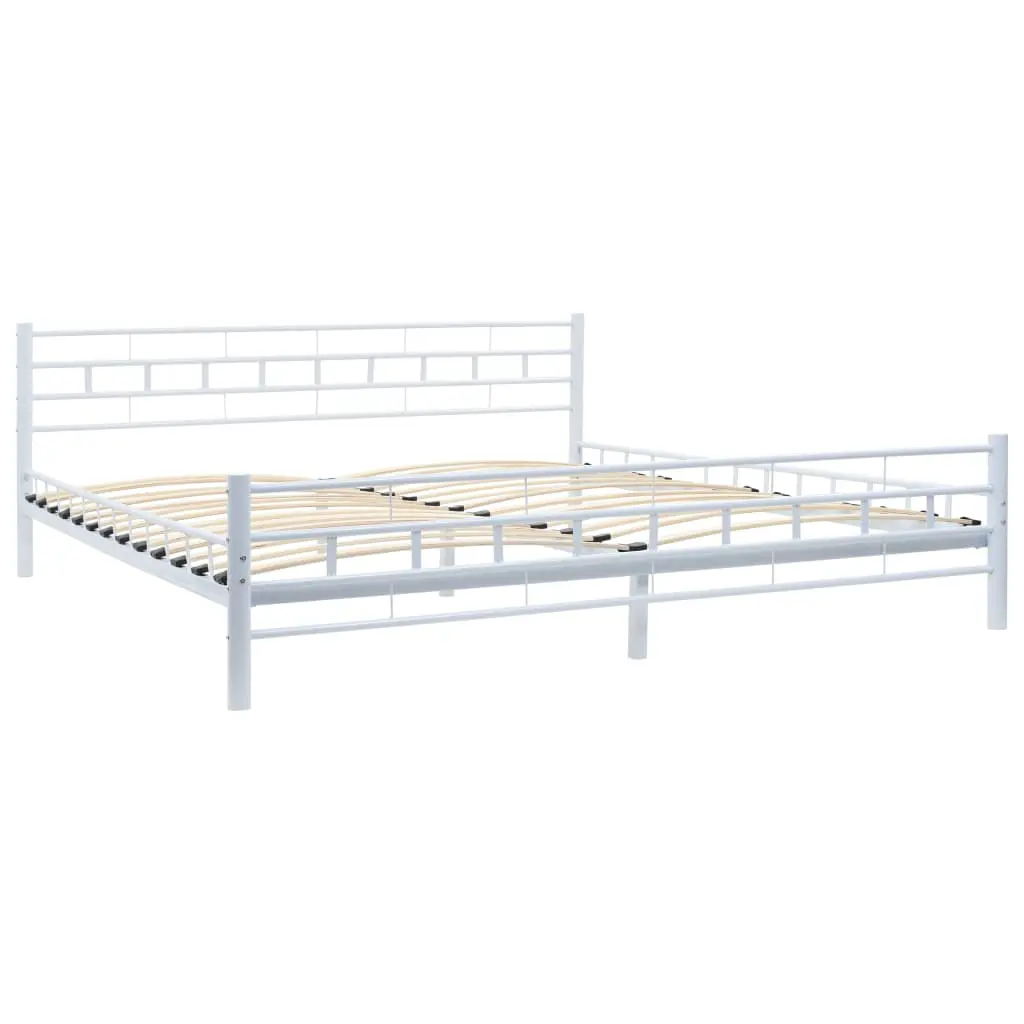 vidaXL Bed Frame White Metal 183×203 cm
