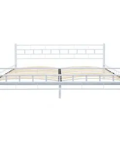 vidaXL Bed Frame White Metal 183×203 cm