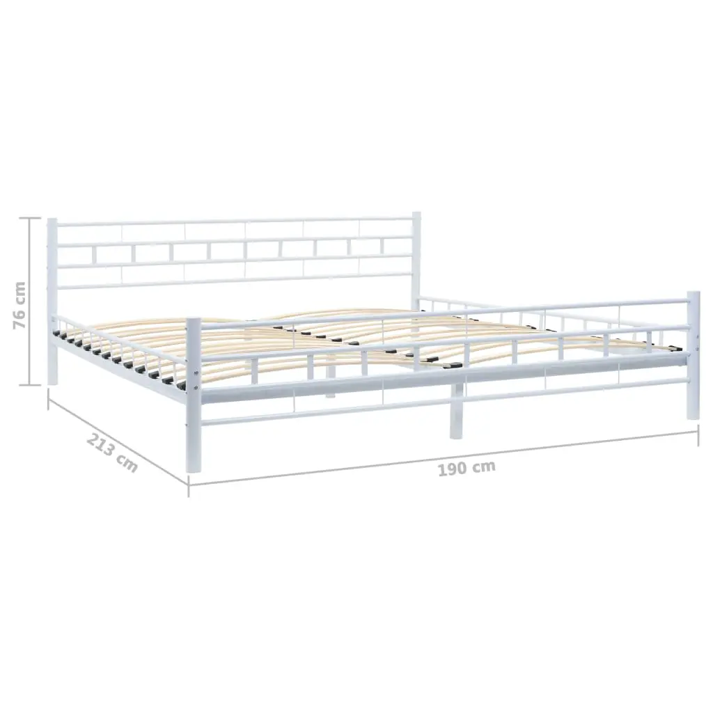 vidaXL Bed Frame White Metal 183×203 cm
